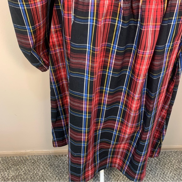 Draper James RSVP Smocked Plaid Check Puff Sleeve Tiered Midi Dress - Picture 5 of 14